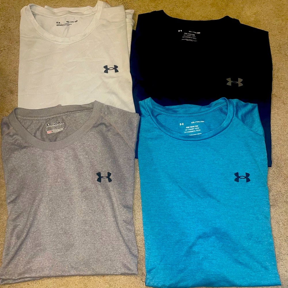 4 - 2XL Men’s Dri fit  Under Armor shirts
